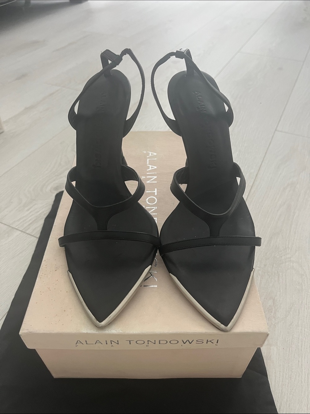 Black Pointed Toe Strappy Women’s Heels